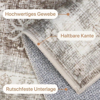 Großer Teppich Wohnzimmer 200x290 cm – Mandel Beige Braun