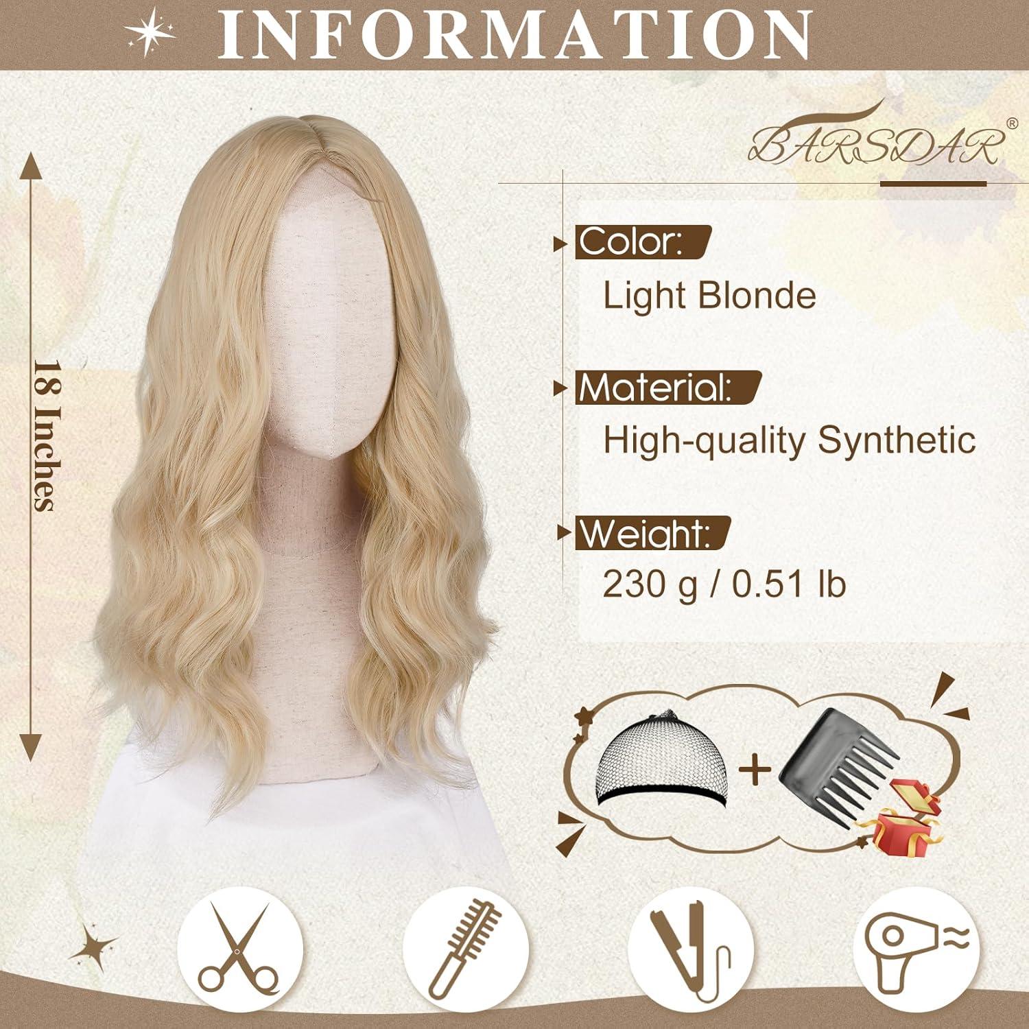 BARSDAR Mittellange Blond Lockige Perücke 46cm