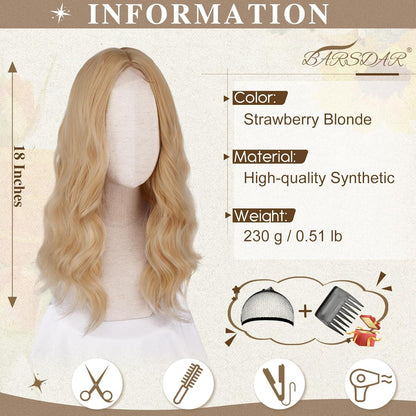 Mittel Lange Blond Perücke 46cm Lockige Synthetische Haar