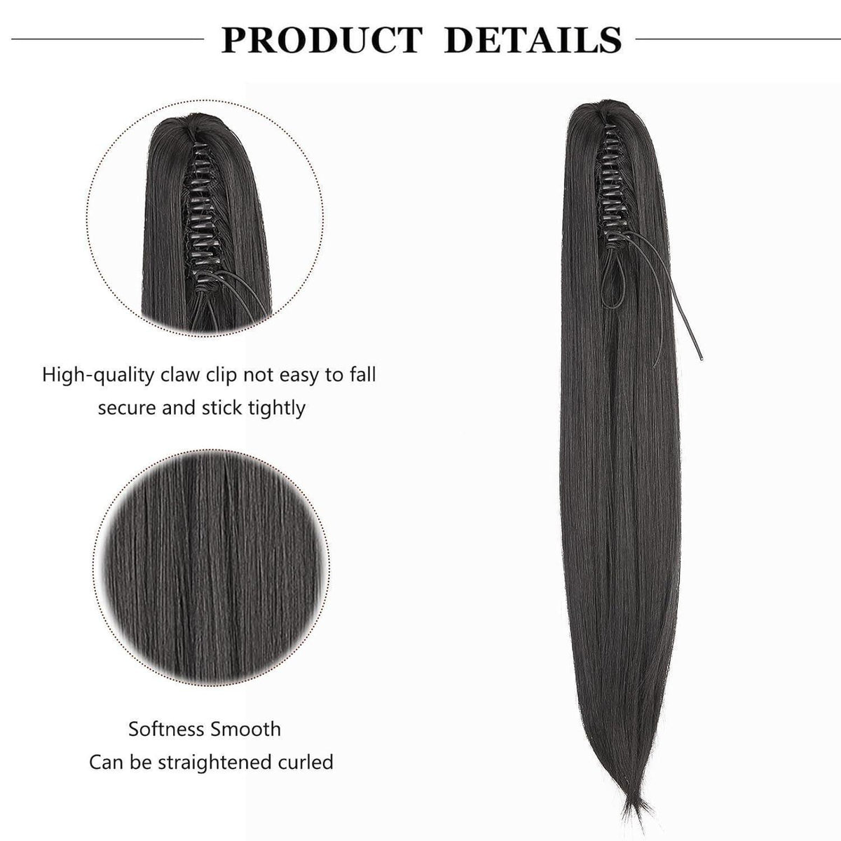 50cm Pferdeschwanz Haarverlängerung Schwarz – Voluminös & Lang