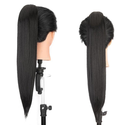 50cm Pferdeschwanz Haarverlängerung Schwarz – Voluminös & Lang