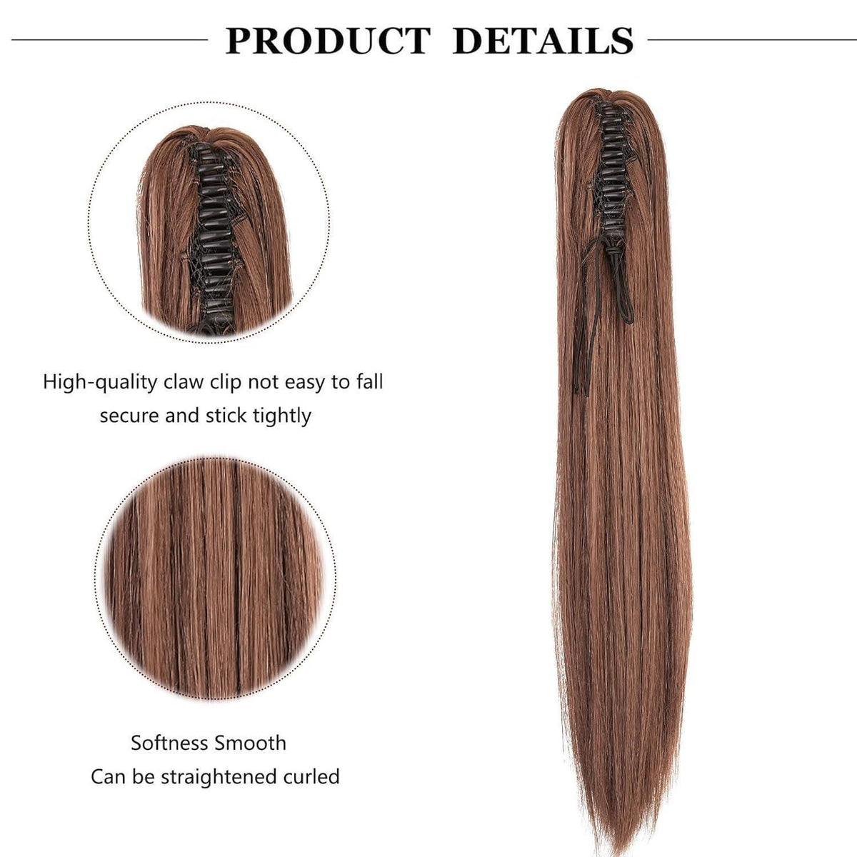 Dunkelrotbraune Haarverlängerung Zopf 50cm – Voluminös & Clip-In