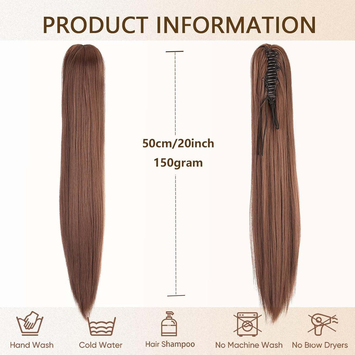 Dunkelrotbraune Haarverlängerung Zopf 50cm – Voluminös & Clip-In