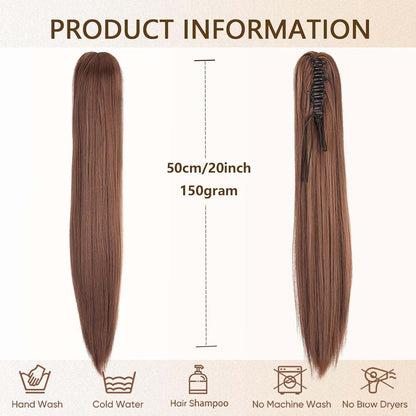 Dunkelrotbraune Haarverlängerung Zopf 50cm – Voluminös & Clip-In