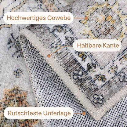 Vintage Teppich 200x290 cm – Elfenbein Grau | Wohnzimmer Teppich