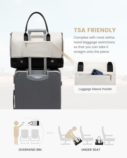 Reisetasche Damen Weekender Bag, 2-teiliges Set mit Schuhfach
