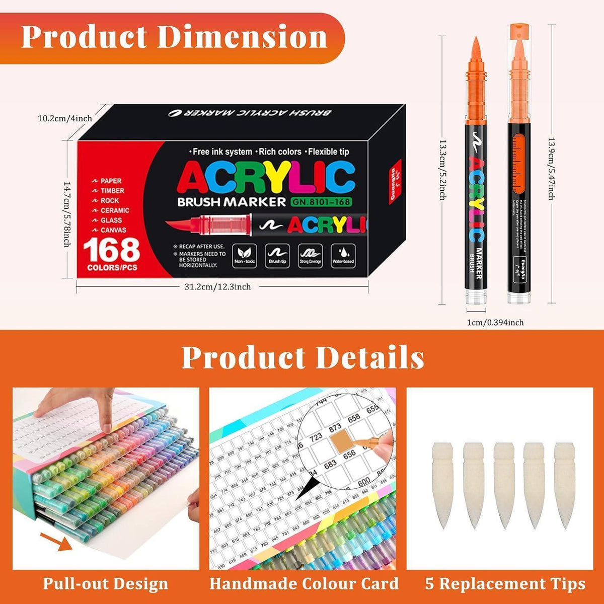 Acrylstifte Set 168 Farben – Pinselspitze für Steine & DIY