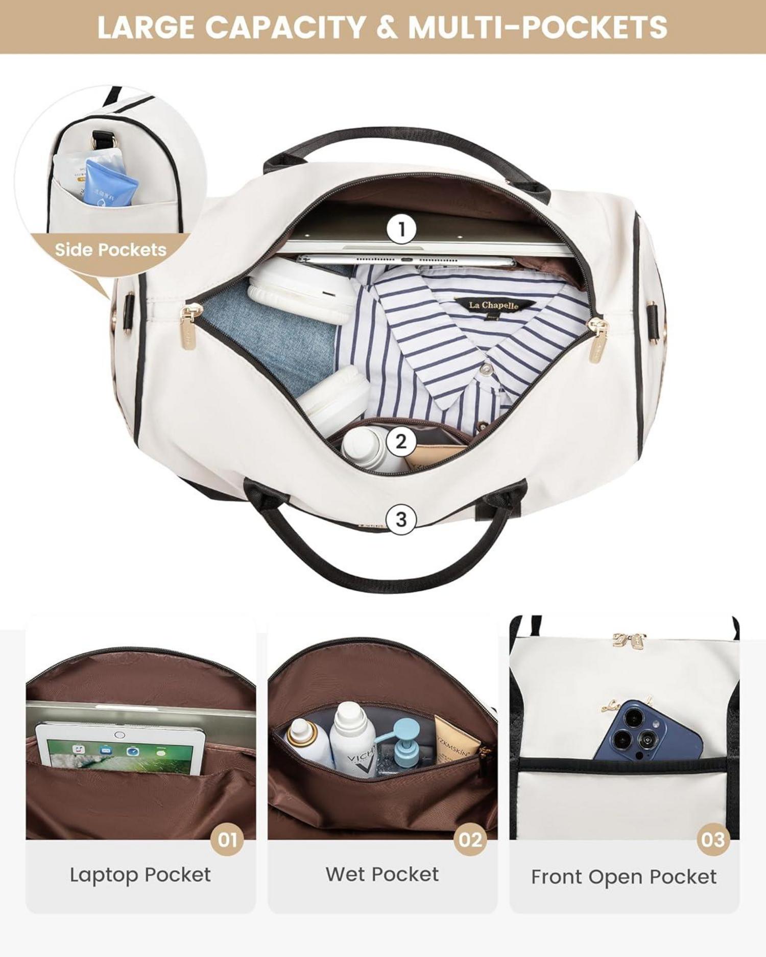 Weekender Reisetasche mit Schuhfach und Nassfach, 2-teiliges Set in