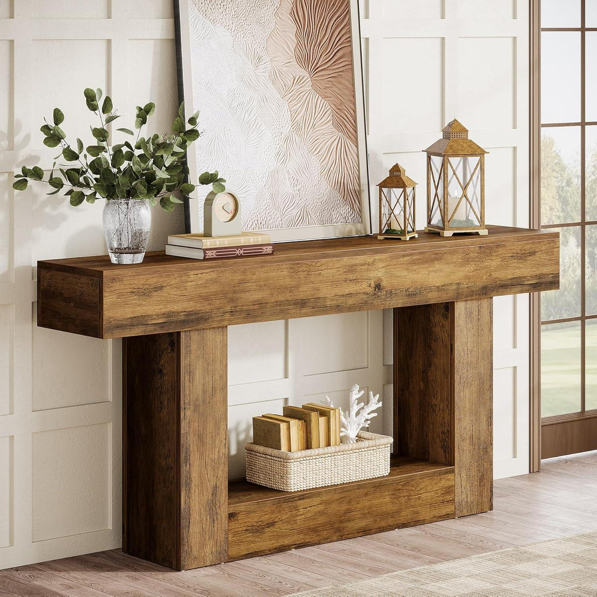 160cm Konsolentisch mit Stauraum & Vintage Design
