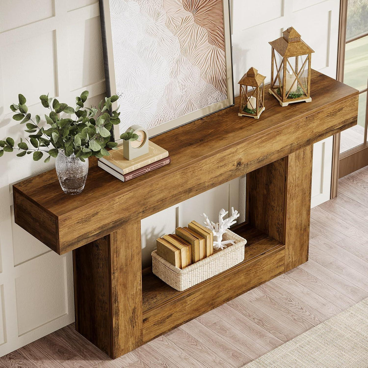 160cm Konsolentisch mit Stauraum & Vintage Design