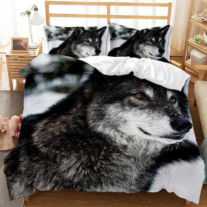 3D Schneewolf Bettwäsche Set 135x200cm - Mikrofaser