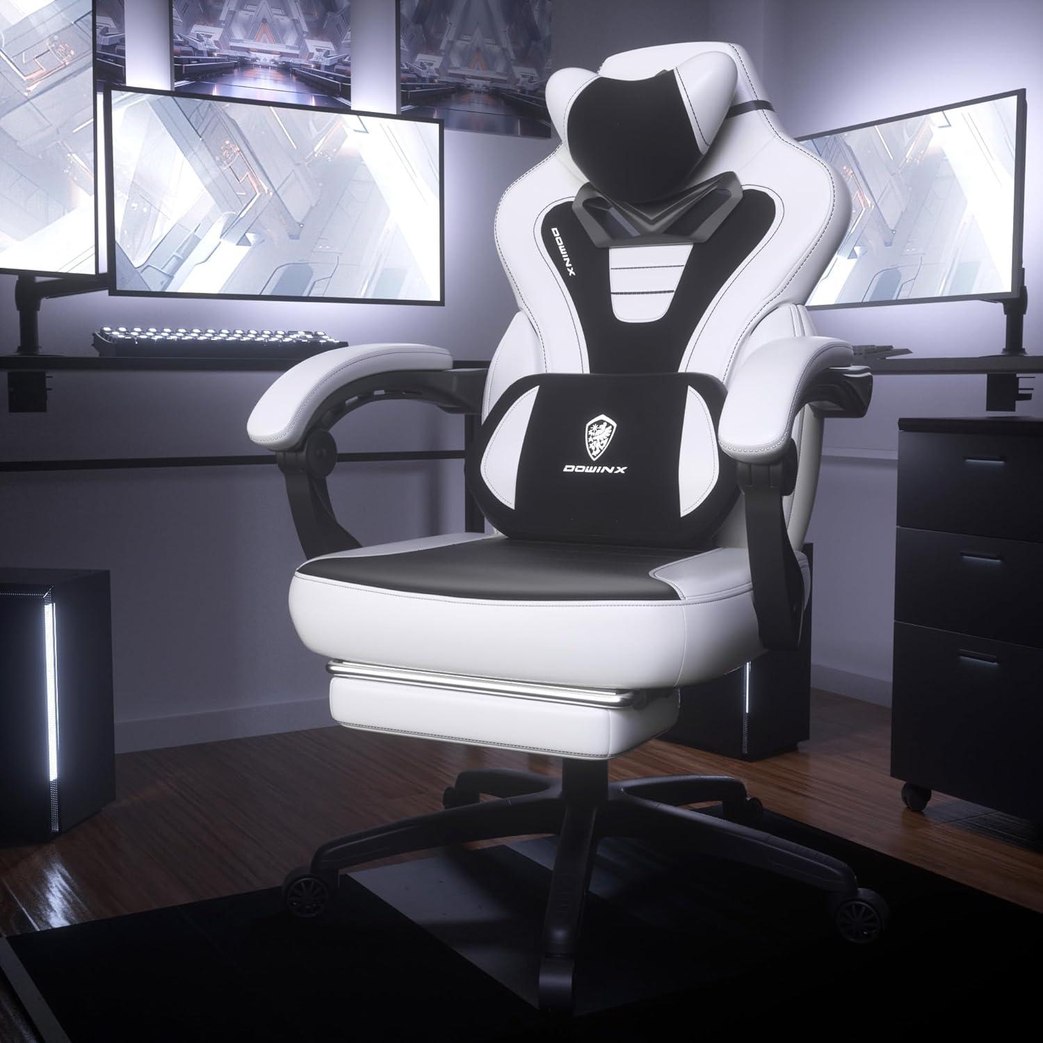 Dowinx Gaming Stuhl mit Fußstütze für schwere