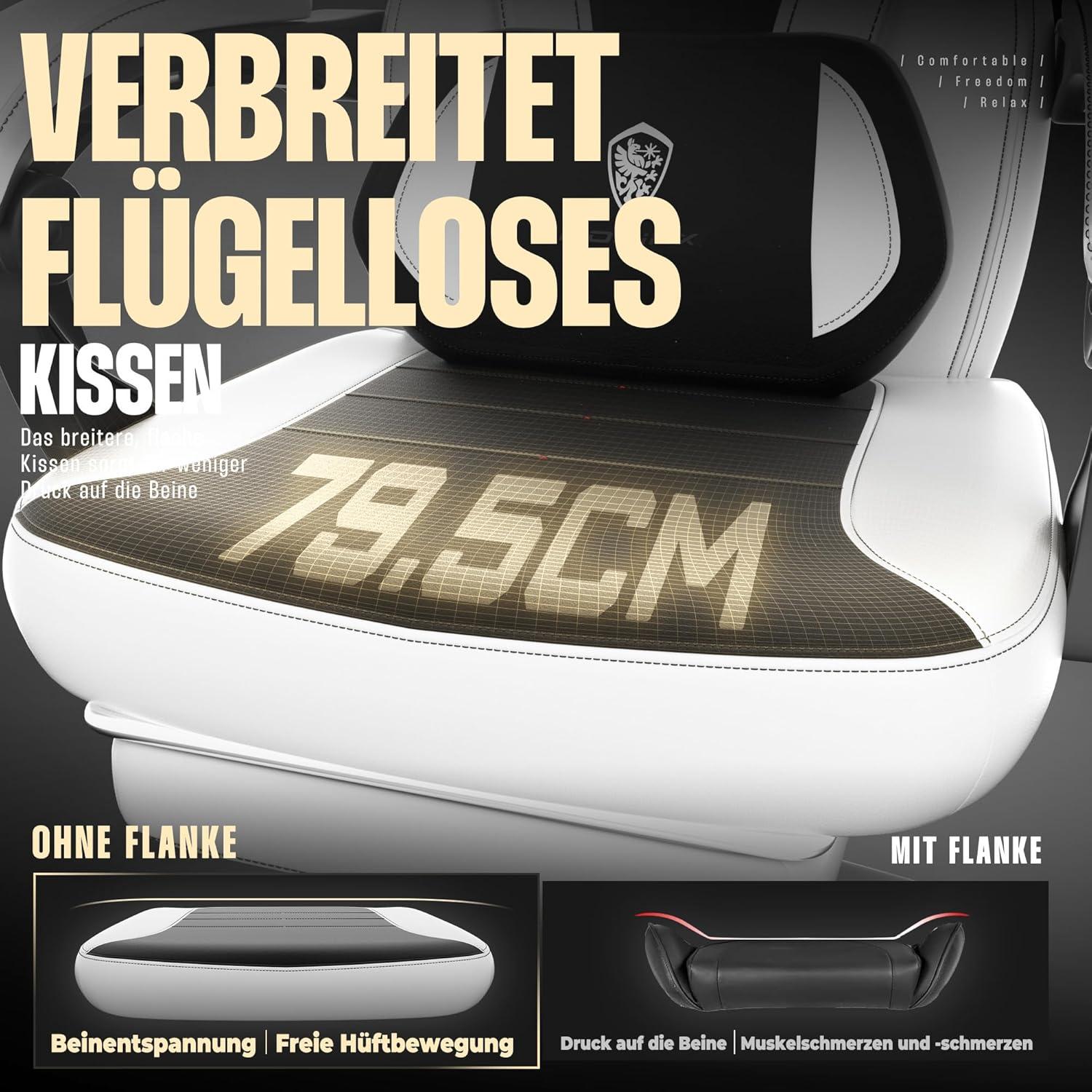 Gaming Stuhl mit Fußstütze und Massagefunktion, ergonomisches