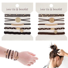 Elastische Boho-Haargummis Armband Set, 10er Damen Haarbänder