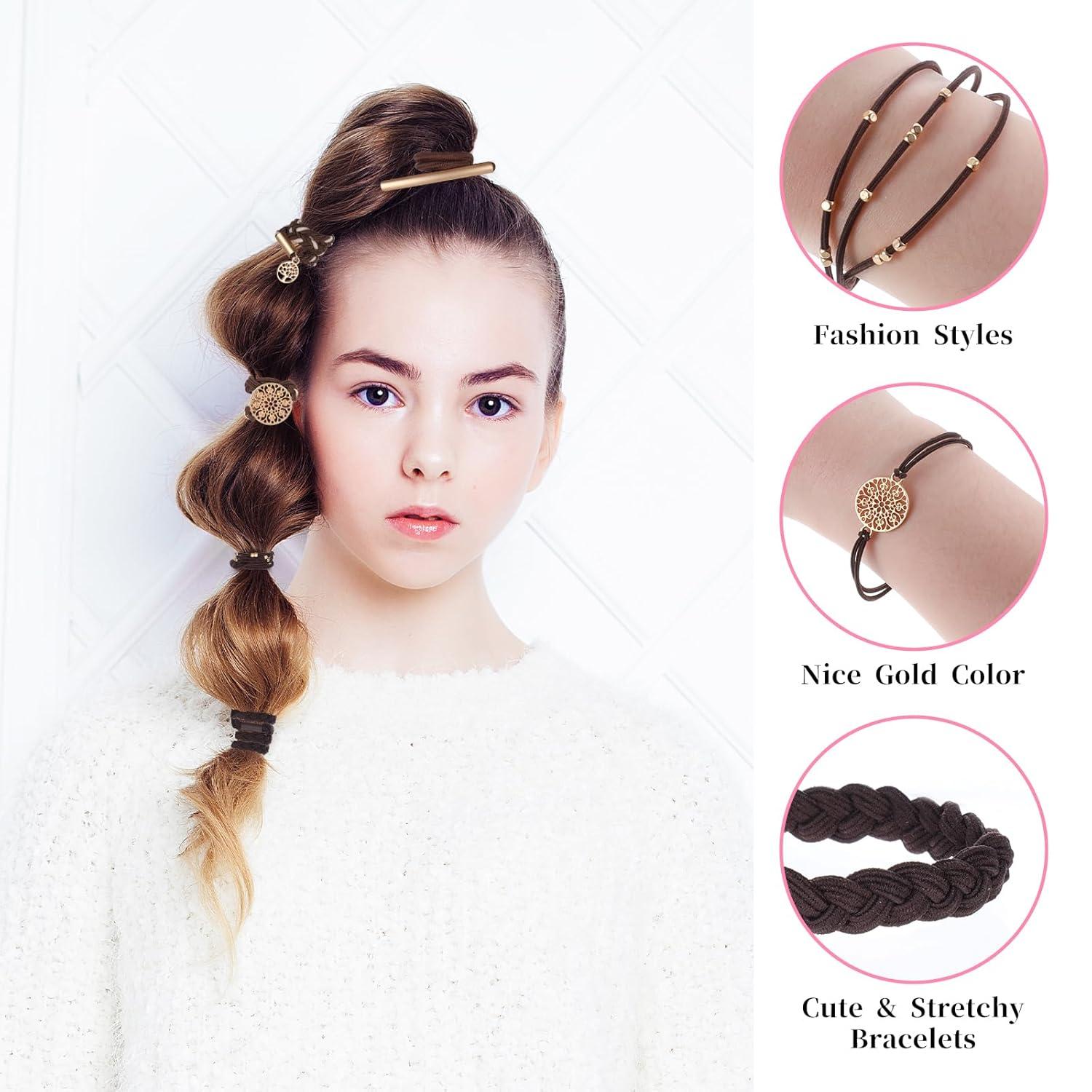 10er Set Elastische Haargummis Damen Boho Haarbänder Pferdeschwanz