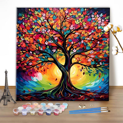 Malen nach Zahlen Lebensbaum – DIY Ölgemälde Set 40x40cm