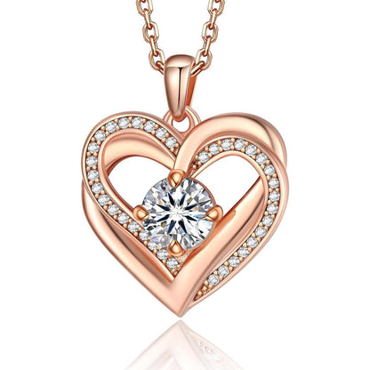 Moissanit Halskette Herz 1 Karat Rosegold Silber 925 Damen Geschenk