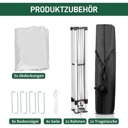 3x3m Pop-up Pavillon mit 4 Seiten – UV-Schutz & Wasserdicht