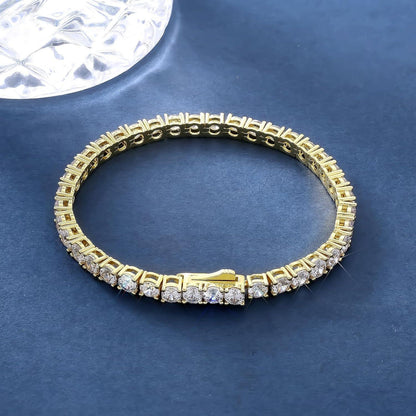 KRKC&CO Tennisarmband Damen 14K Weißgold vergoldet Zirkonia Kristall Iced Out 17,8cm