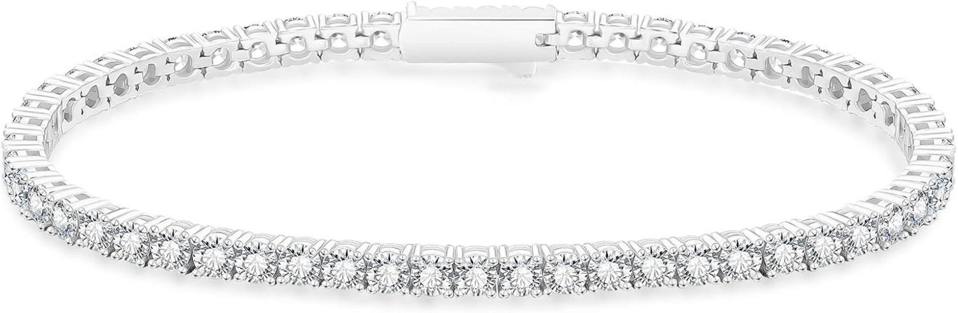 Damen Tennisarmband 14K Gold Weißgold beschichtet Zirkonia Kristall