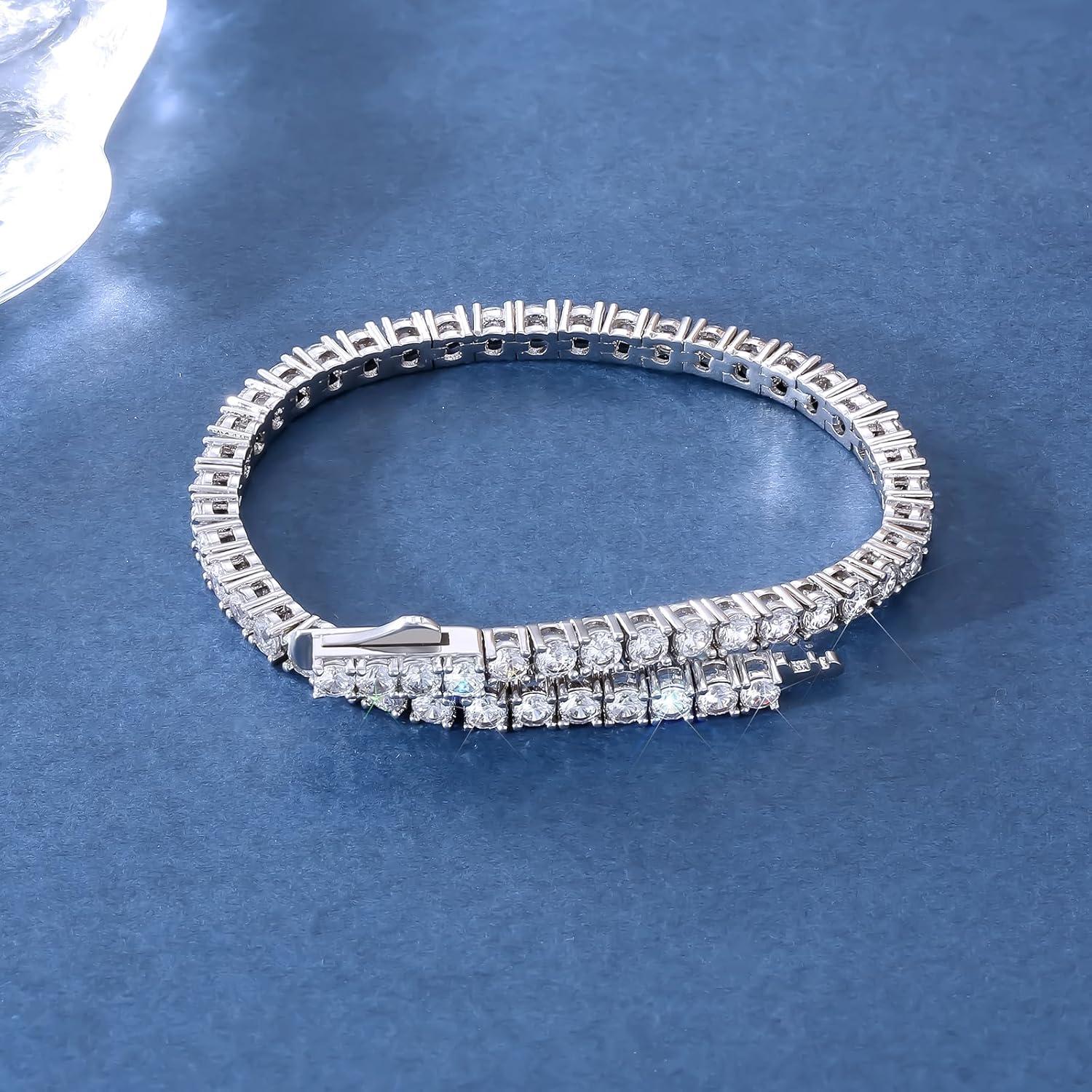 Silber Tennisarmband für Damen, 3mm mit Zirkonia Steinen, Geschenkbox inklusive