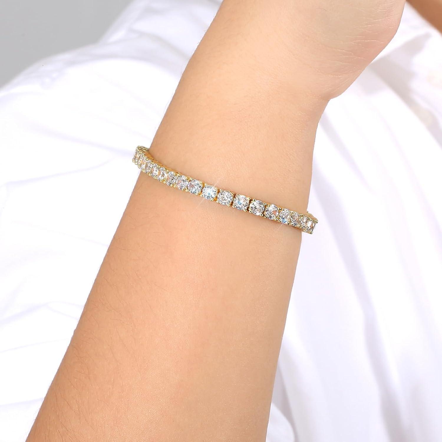 Gold Tennisarmband Damen Zirkonia Kristall 14K