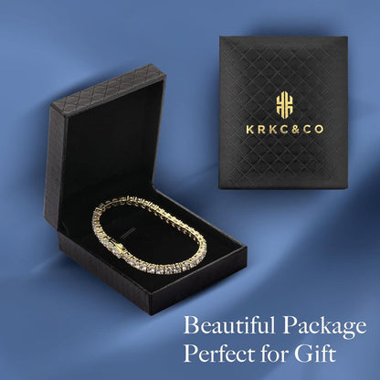 Tennisarmband Damen 14K Gold Weißgold beschichtet Zirkonia Kristall