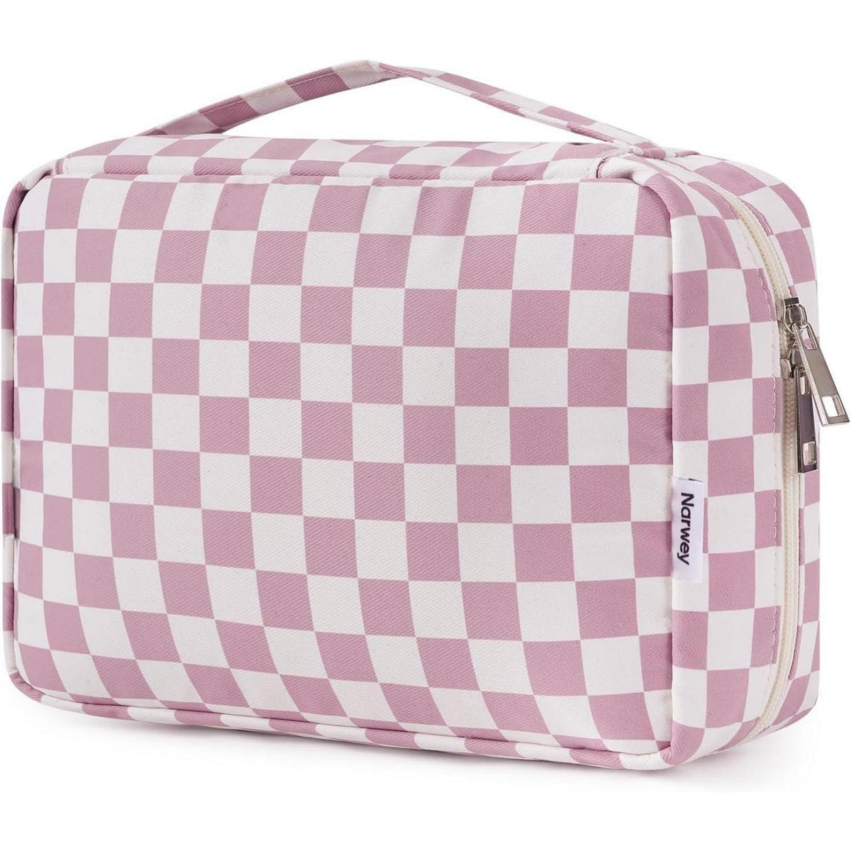 Kulturtasche Damen Groß zum Aufhängen, Z-altrosa Schachbrettmuster