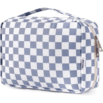 Kulturtasche zum Aufhängen, Z-graublaues Schachbrettmuster