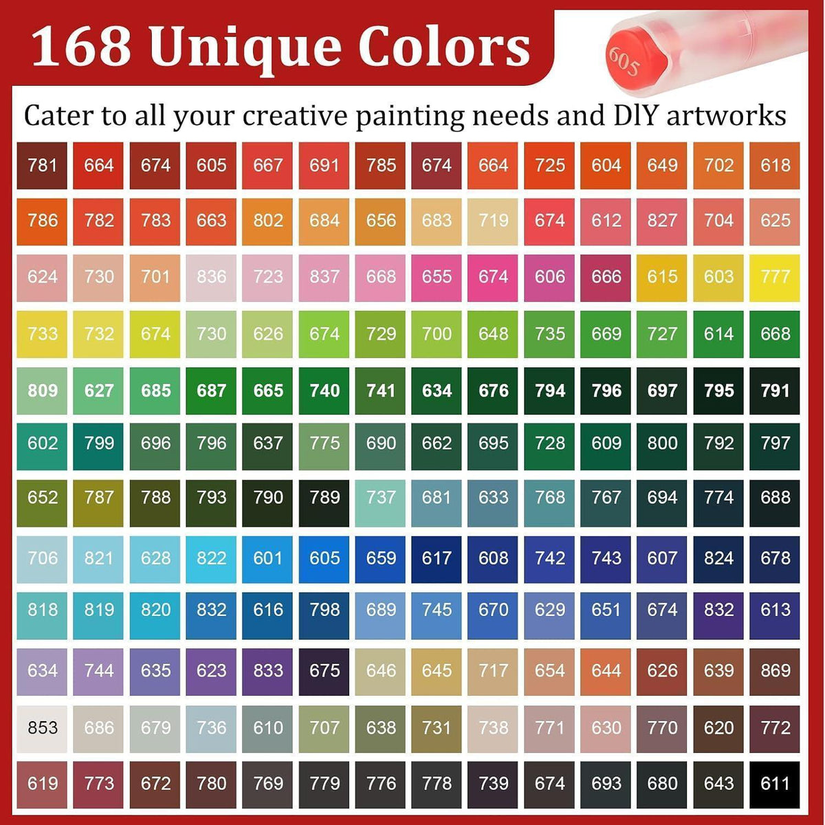 Acrylstifte Set 168 Farben | Pinselspitze für Steine, Glas & mehr