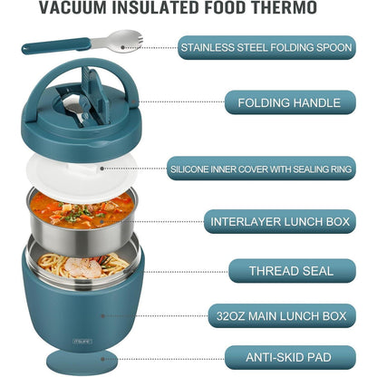 Edelstahl Thermos-Lunchbox 970ml – Auslaufsicher & Warmhaltend