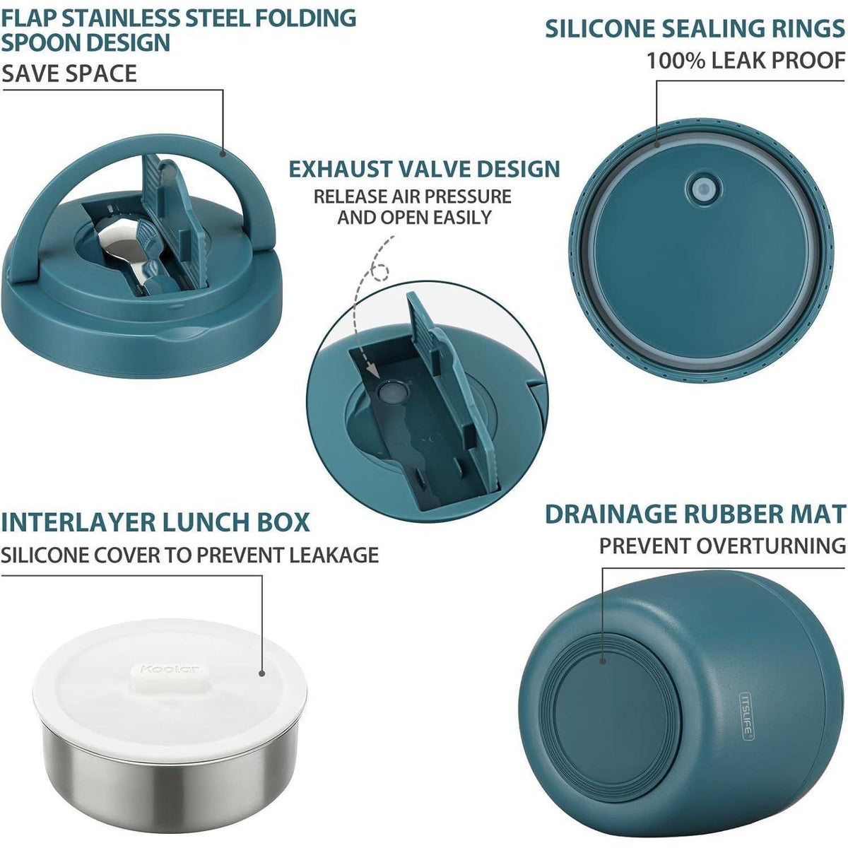 Edelstahl Thermos-Lunchbox 970ml – Auslaufsicher & Warmhaltend