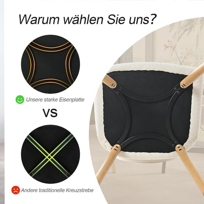 Esszimmerstühle Set 4 beige Cord mit Armlehnen & Holzbeinen