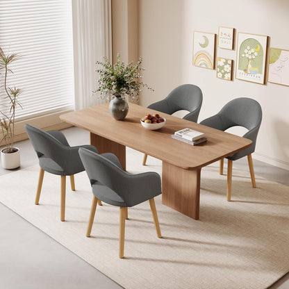 Esszimmerstühle Set Dunkelgrau Cord mit Armlehnen & Holzbeinen