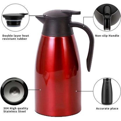 2L Edelstahl Thermoskanne – Isolierkanne für Kaffee & Tee