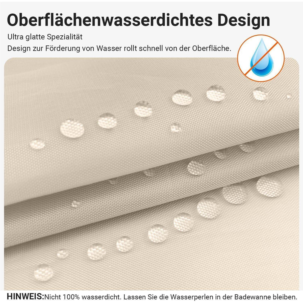 Textil Duschvorhang Beige 180x220cm Beschwerter Saum Wasserabweisend