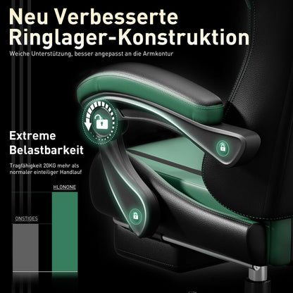 Gaming Stuhl Höhenverstellbar Racer Schwarz-Grün 150 kg