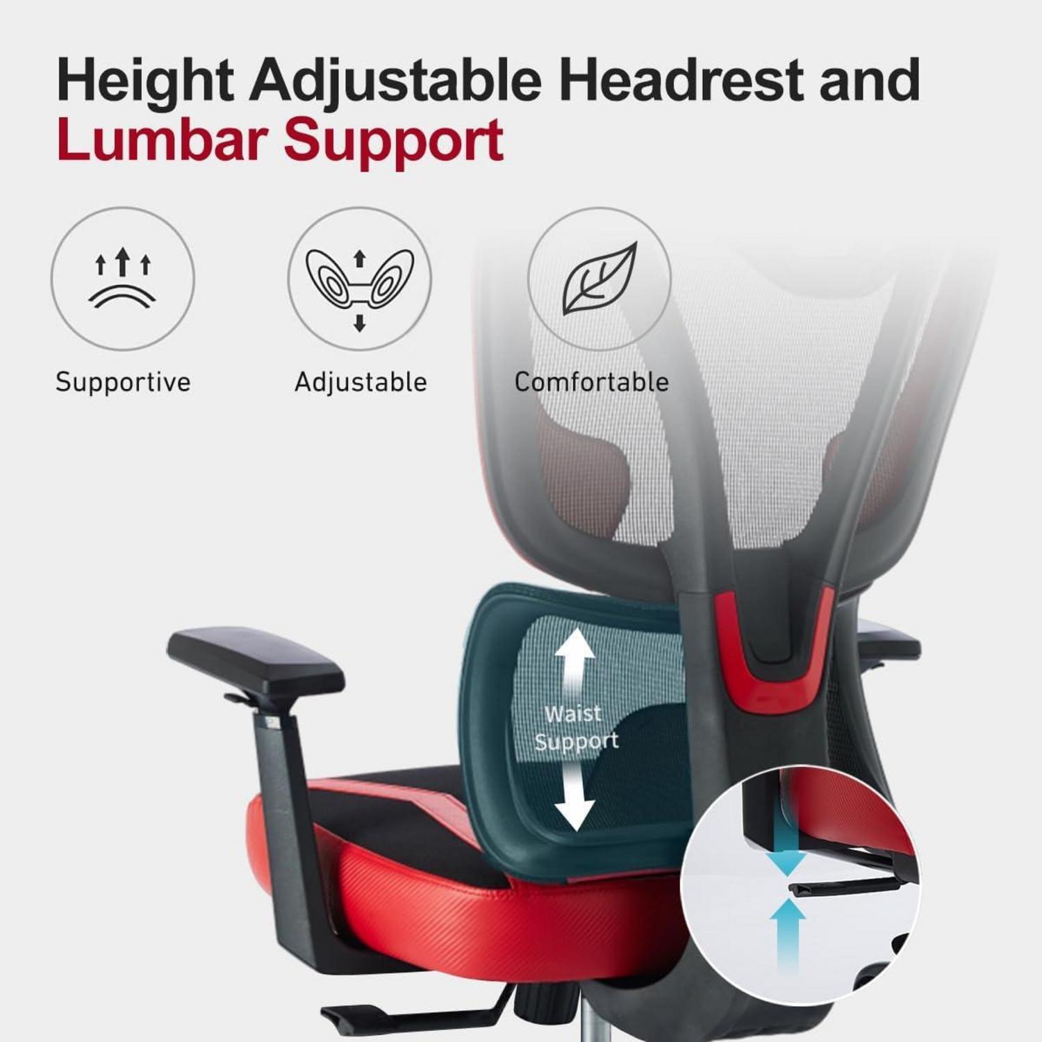 Ergonomischer Bürostuhl 200KG, verstellbare Lendenwirbelstütze