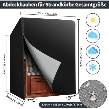 Strandkorb Schutzhülle Wasserdicht & UV-Beständig 135x105x140/175cm