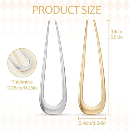2er Set U-förmige Haarnadeln 14cm Metall Damen Mädchen