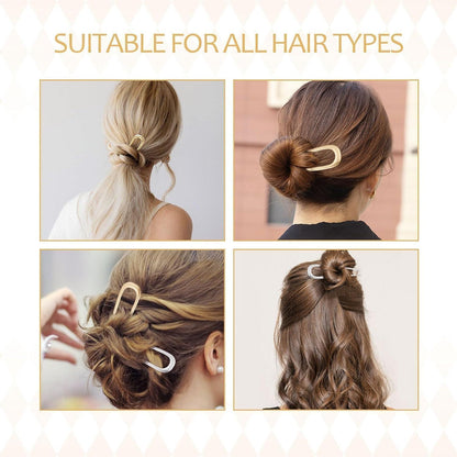 2er Set U-förmige Haarnadeln 14cm Metall Damen Mädchen