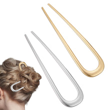 2er Set Große U-förmige Haarnadeln aus Metall 14cm - Gold & Silber