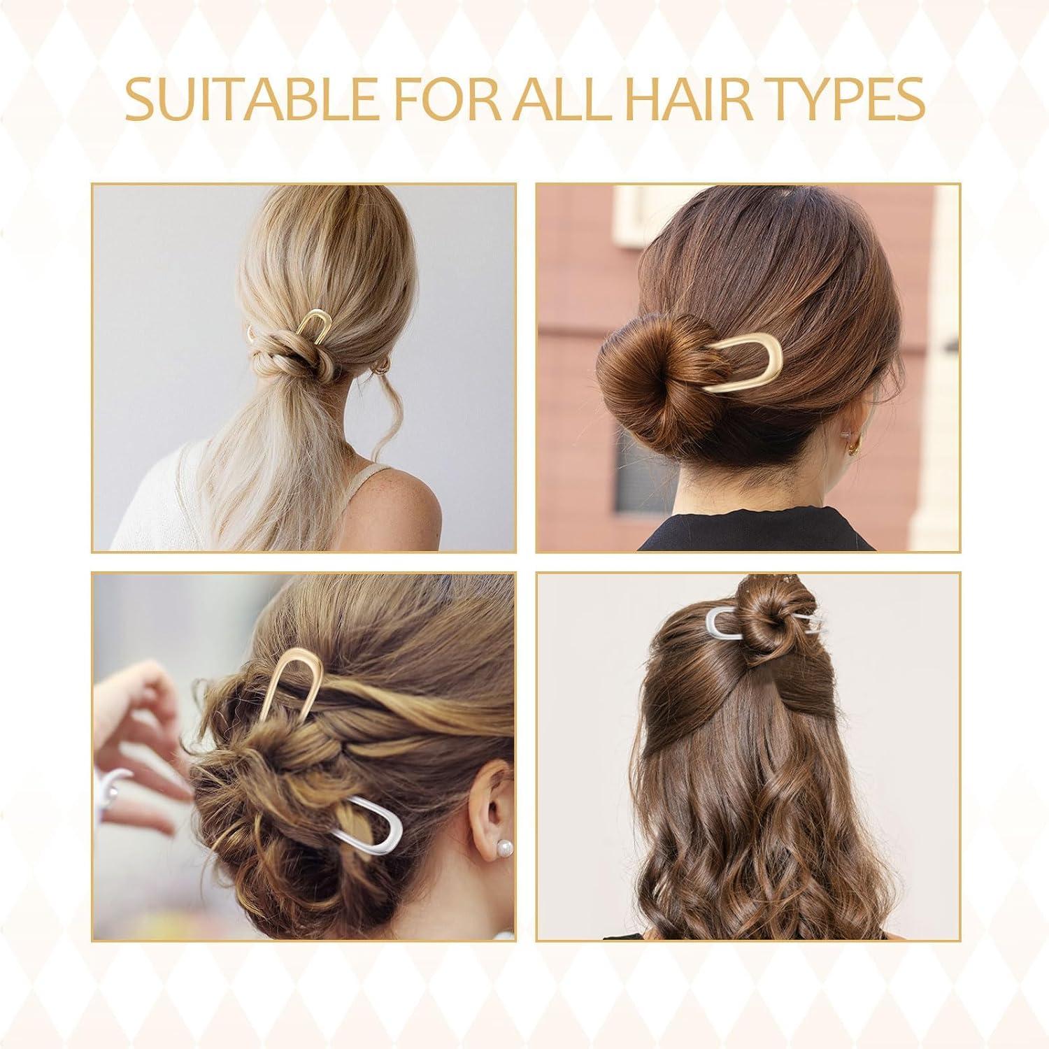 2er Set U-förmige Haarnadeln 14cm Metall Hairpin Clip für Damen Frauen