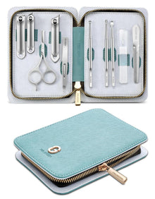 Hochwertiges 10-teiliges Maniküre-Set in Ledertasche