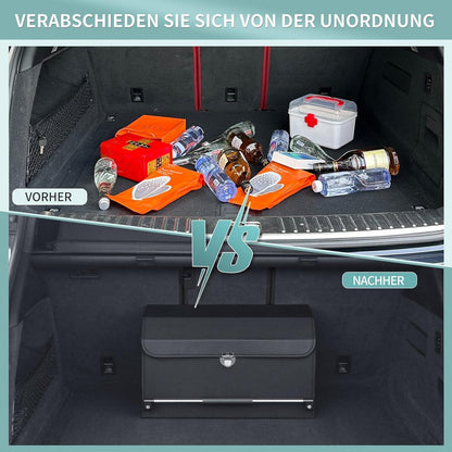 Auto Kofferraum Organizer mit Deckel & Griff - 52x29x31cm in Lederoptik