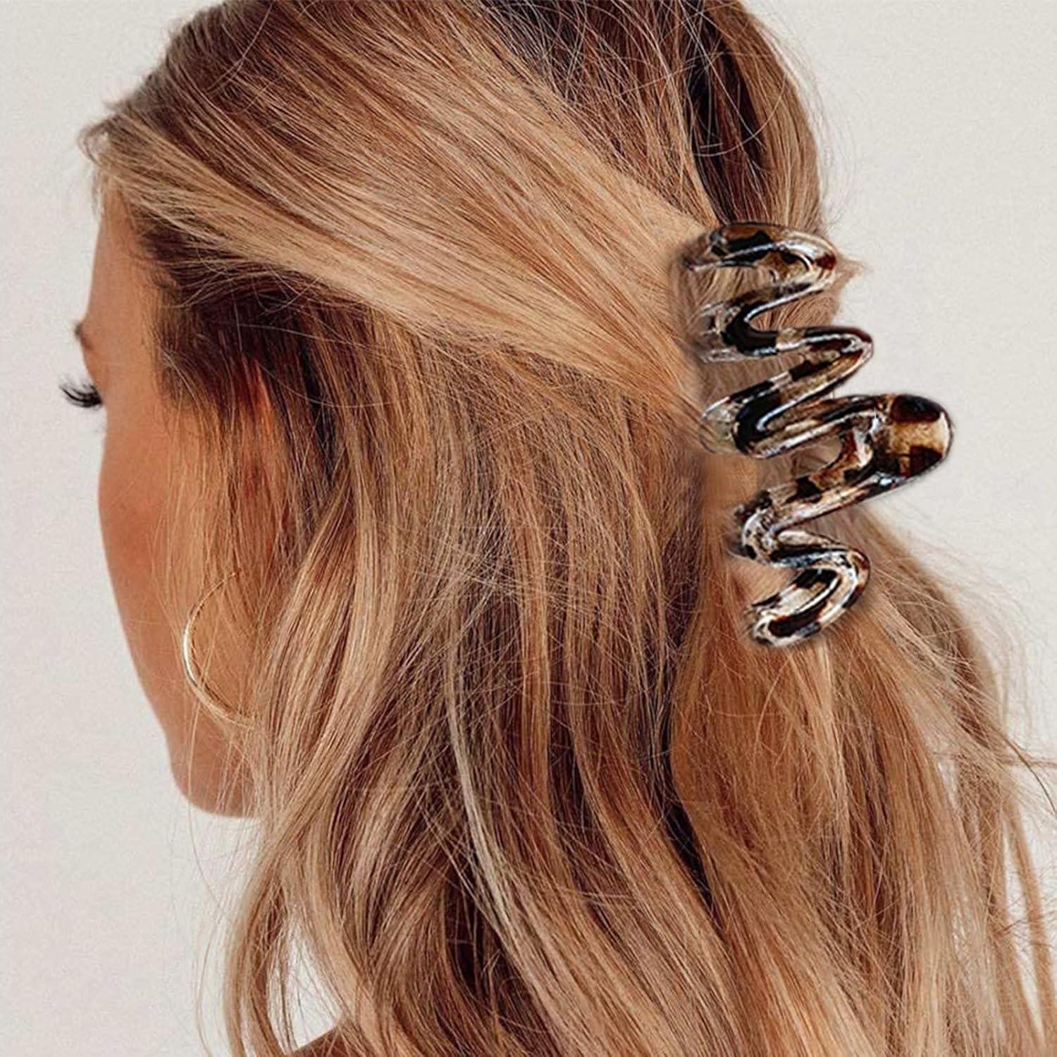 Große Wellenförmige Leopardenmuster Haarklammer Set