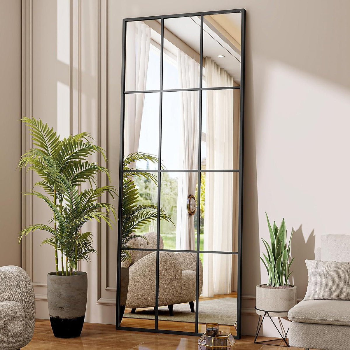Ganzkörperspiegel mit Ständer – 165 x 60 cm, Schwarz