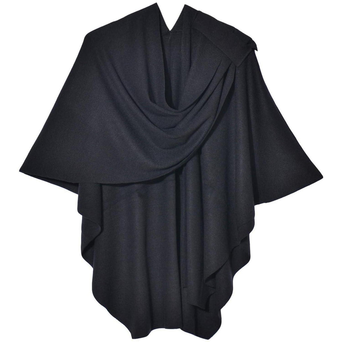 Damen Poncho Schal kuschelweich, Strick Cape Cardigan Schwarz
