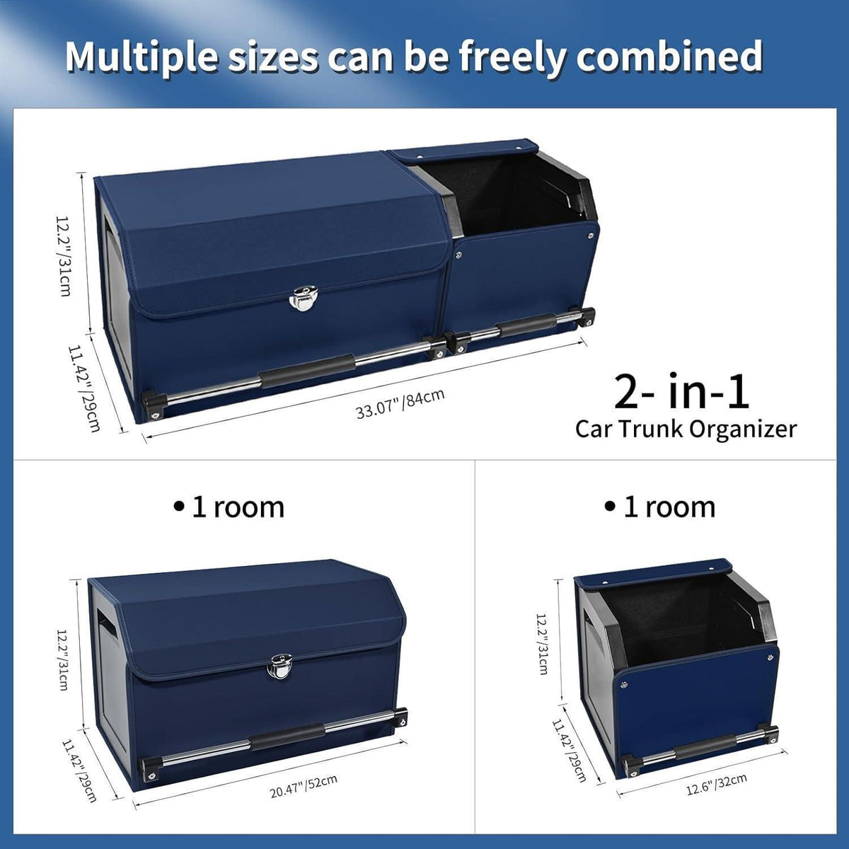 Auto Kofferraum Organizer mit Deckel & Griff – Blau