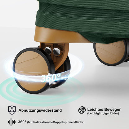 Joyway ABS Hartschalen Koffer Set 5tlg Handgepäck Grün Braun TSA Rollen